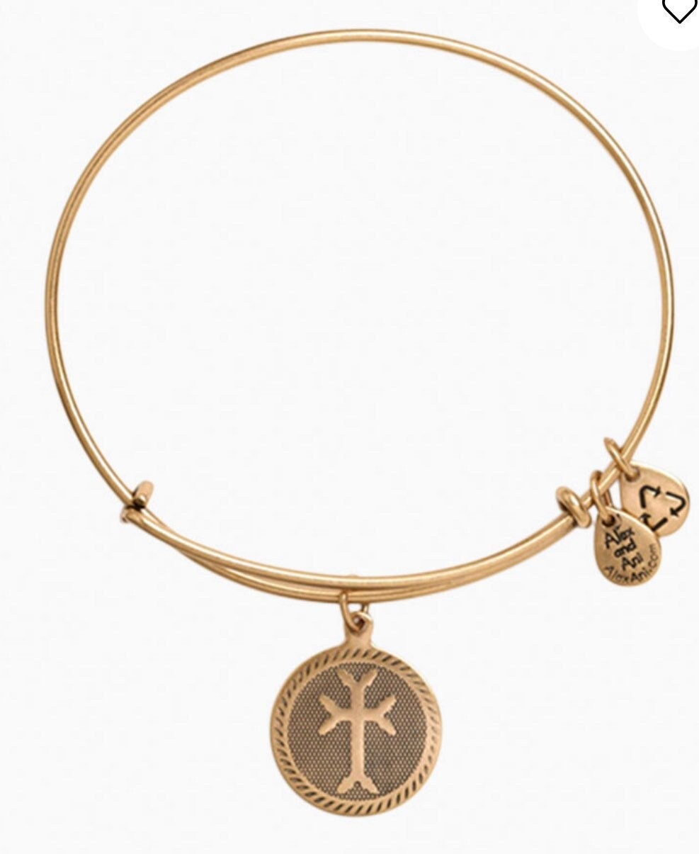 Alex and Ani - Armenian Cross Charm Bangle, Rafaelian Gold/Silver Finish Bracelet