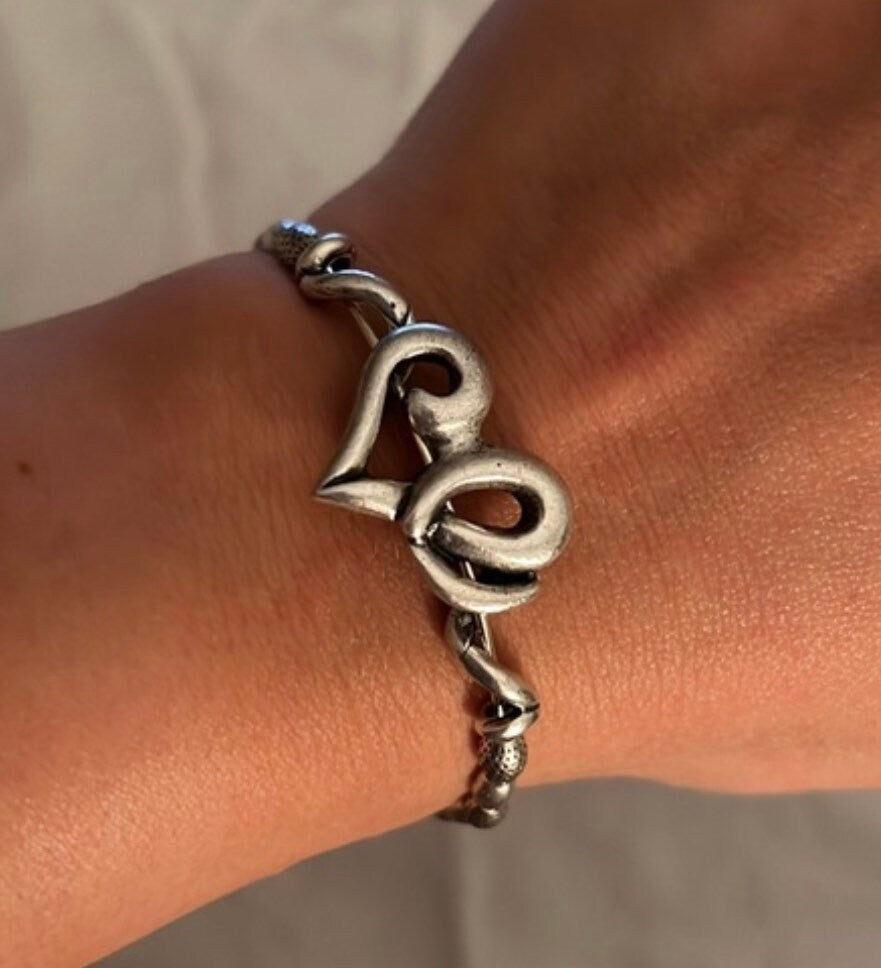 Alex and Ani - Heart & Beaded Wrap - Vintage Sixty-Six Energy Infused Wrap, Rafaelian Rose Gold/Silver, Bangle Bracelet Gift for Her