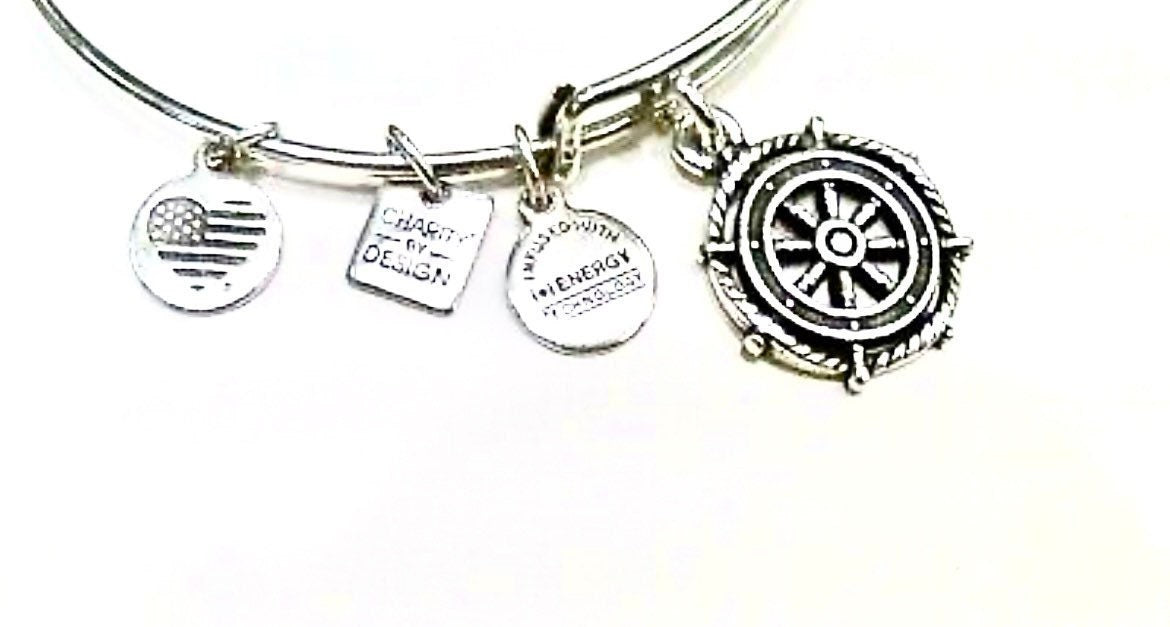 Alex and Ani - Take the Wheel Charity By Design, Nautical, Rafaelian Silver/Gold Bracelet, Collector's Bracelet, ODAAT, Gift for Her