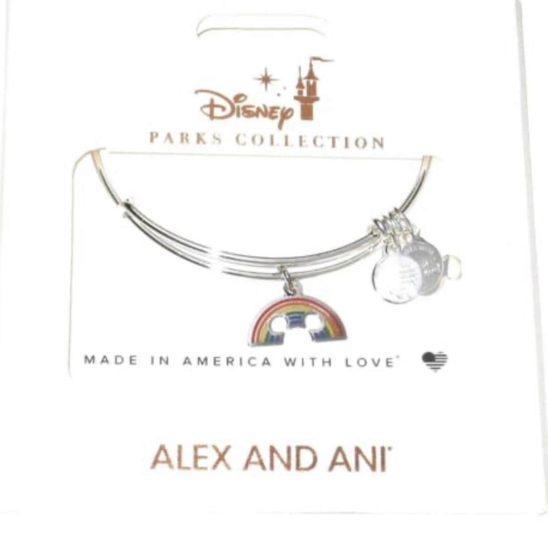 Alex and Ani - Disney Park Exclusive - Rainbow Ears Mickey Mouse Collection Bangle Bracelet, Rafaelian Shiny Silver, NWT in Box