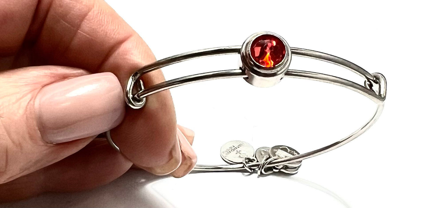Alex and Ani - July Birth Siam Crystal Ring + July Siam Swarovski Crystal Slider, One Size Fits All, Collectible Ring and Bangle Gift Set