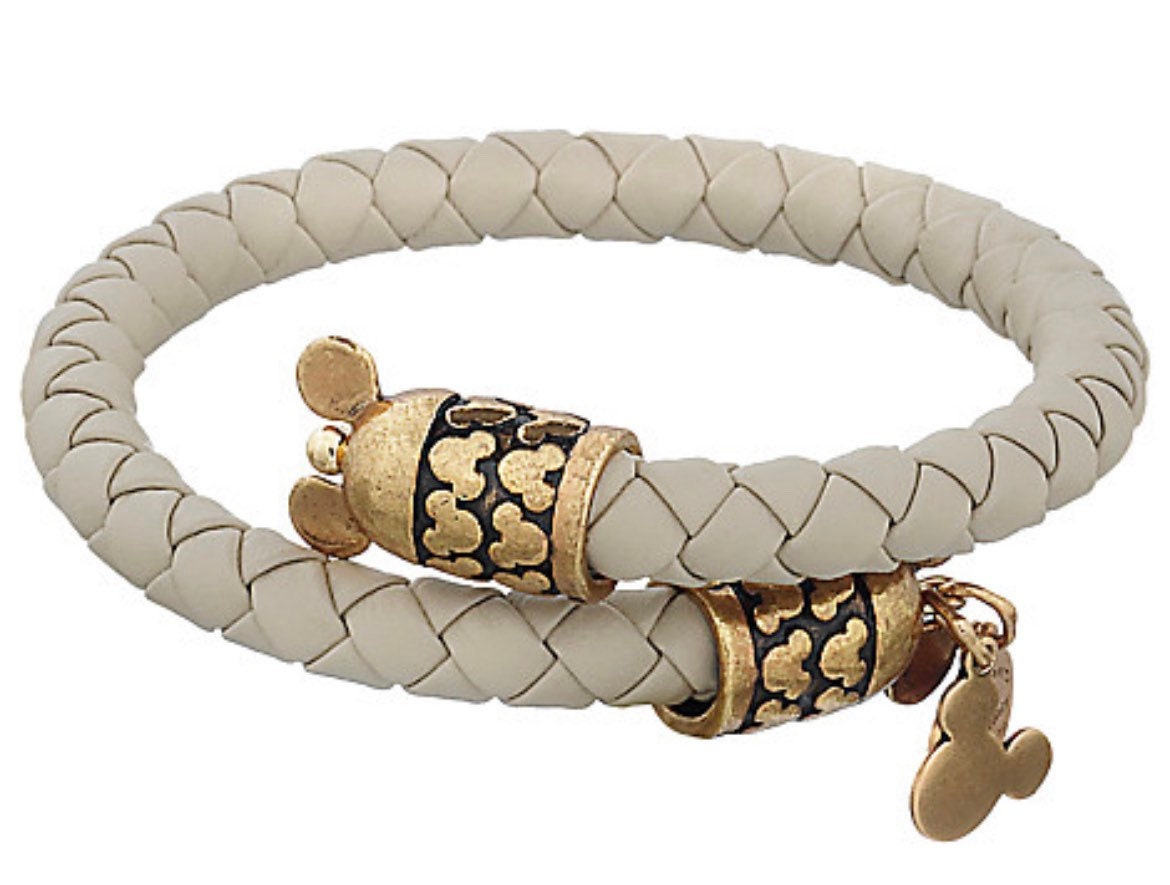Alex and Ani - Disney Parks Exclusive, Braided Leather Wrap Vintage 66 Series Bangle Bracelet, 2 Different Styles, Gift for Her