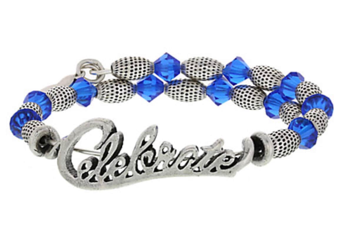 Alex and Ani - Disney Park Exclusive, Celebrate Wrap, Rafaelian Silver & Blue Crystal Beads