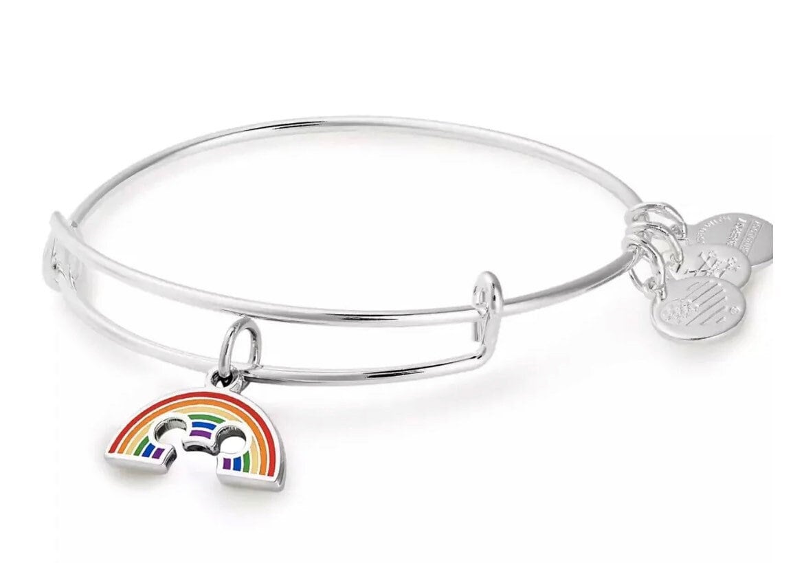 Alex and Ani - Disney Park Exclusive - Rainbow Ears Mickey Mouse Collection Bangle Bracelet, Rafaelian Shiny Silver, NWT in Box