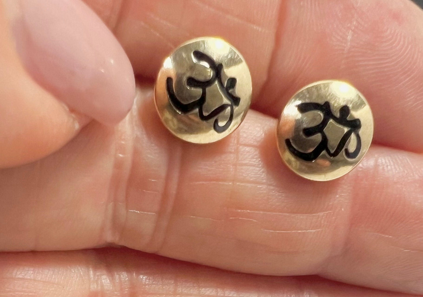 Alex and Ani - Ohm Symbol Stud Earrings, 14k Gold Plated