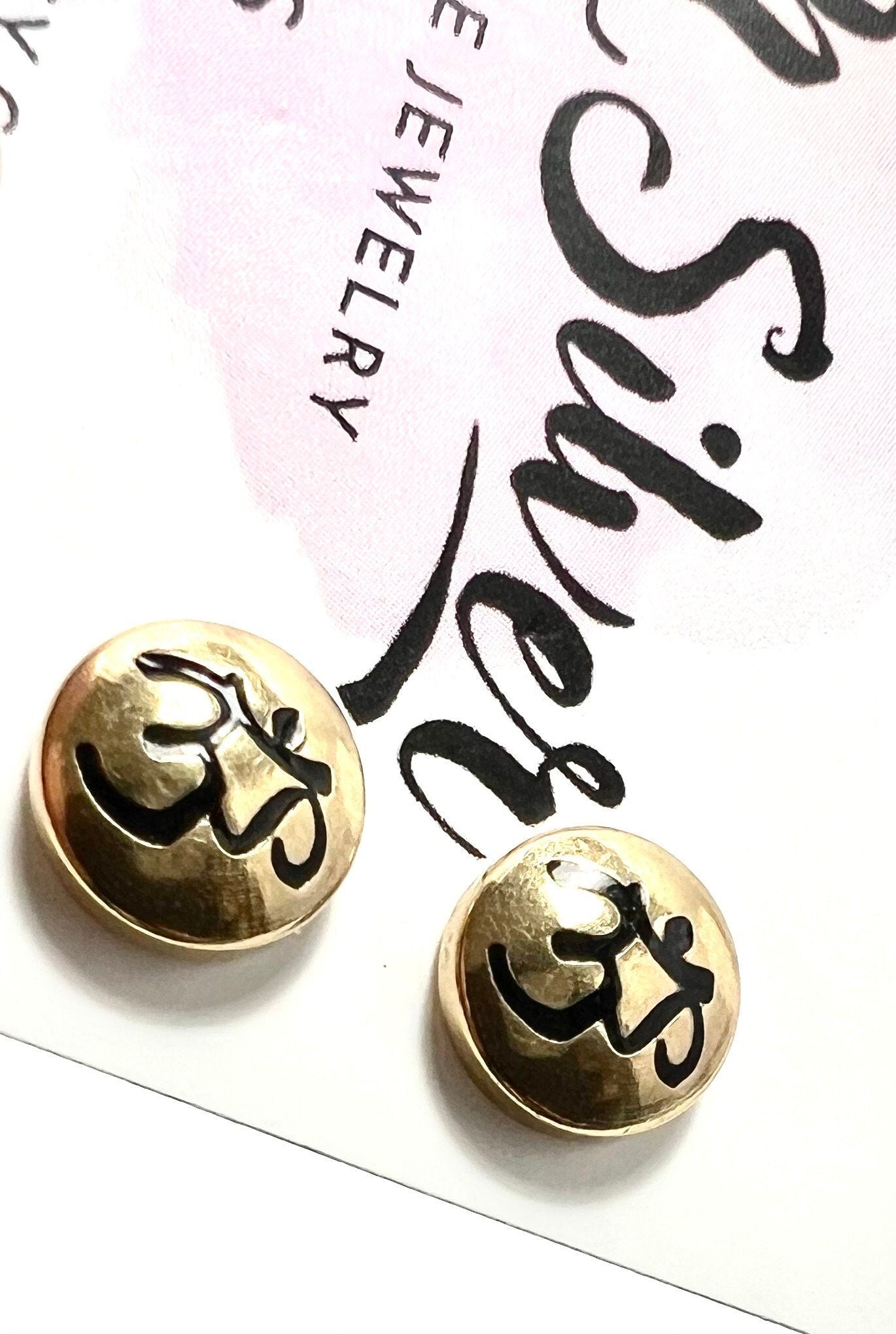Alex and Ani - Ohm Symbol Stud Earrings, 14k Gold Plated