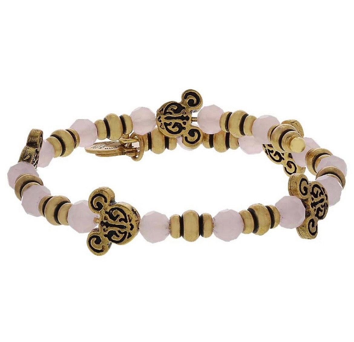 Alex and Ani - Disney Park Exclusive - Gold Filigree and Pink Beaded Vintage 66 Wrap, Collector’s Bracelet, Gift for Her