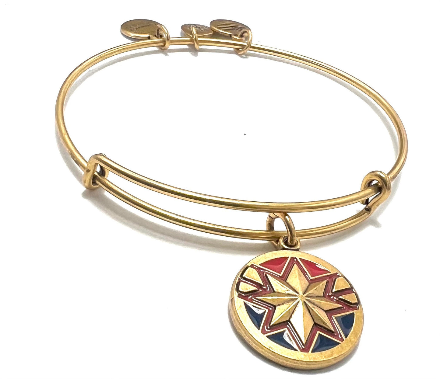 Alex and Ani - Disney Park Exclusive, Captain Marvel Charm Bangle Bracelet - Rafaelian Gold, Collector’s Gift for Her
