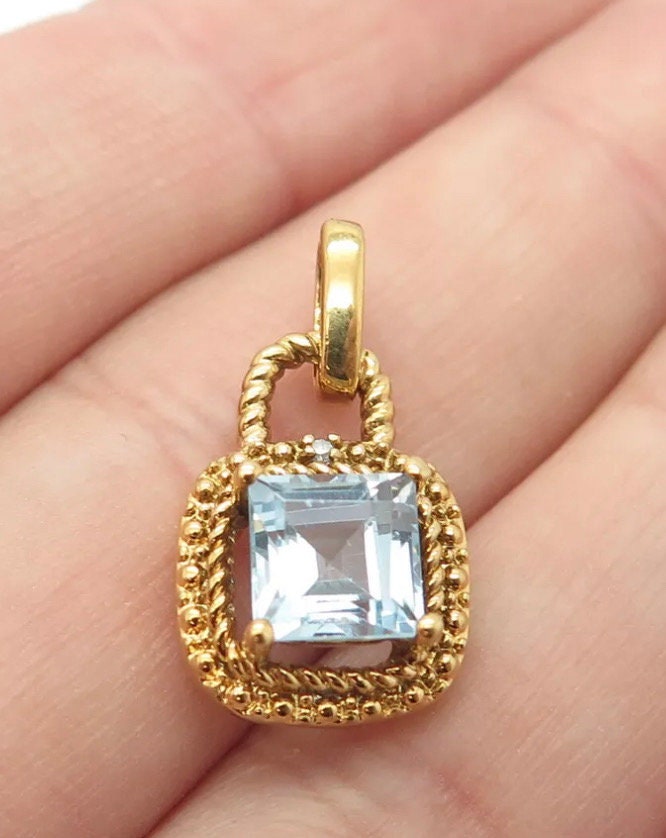 Genuine Real Diamond Accent Blue Topaz with 24” Gold Filled Adjustable Cable Chain