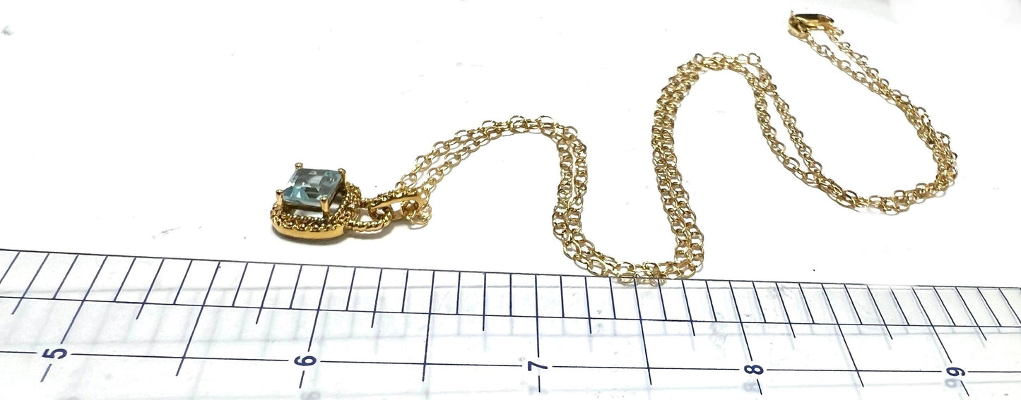 Genuine Real Diamond Accent Blue Topaz with 24” Gold Filled Adjustable Cable Chain