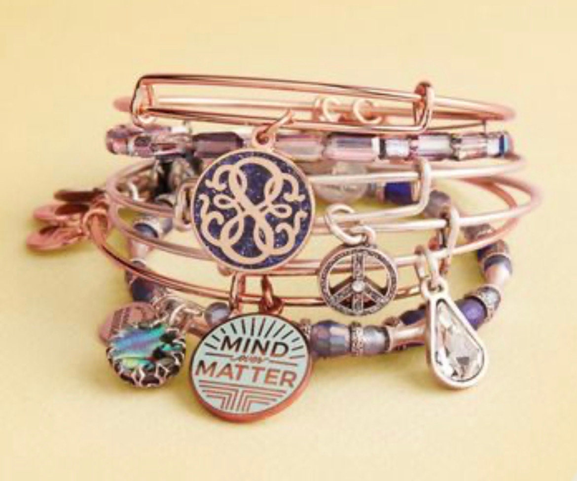Alex and Ani - Mind over Matter Charm Bangle, Shiny Rafaelian Rose Gold, Stackable, Adjustable, Collector’s Gift for Her