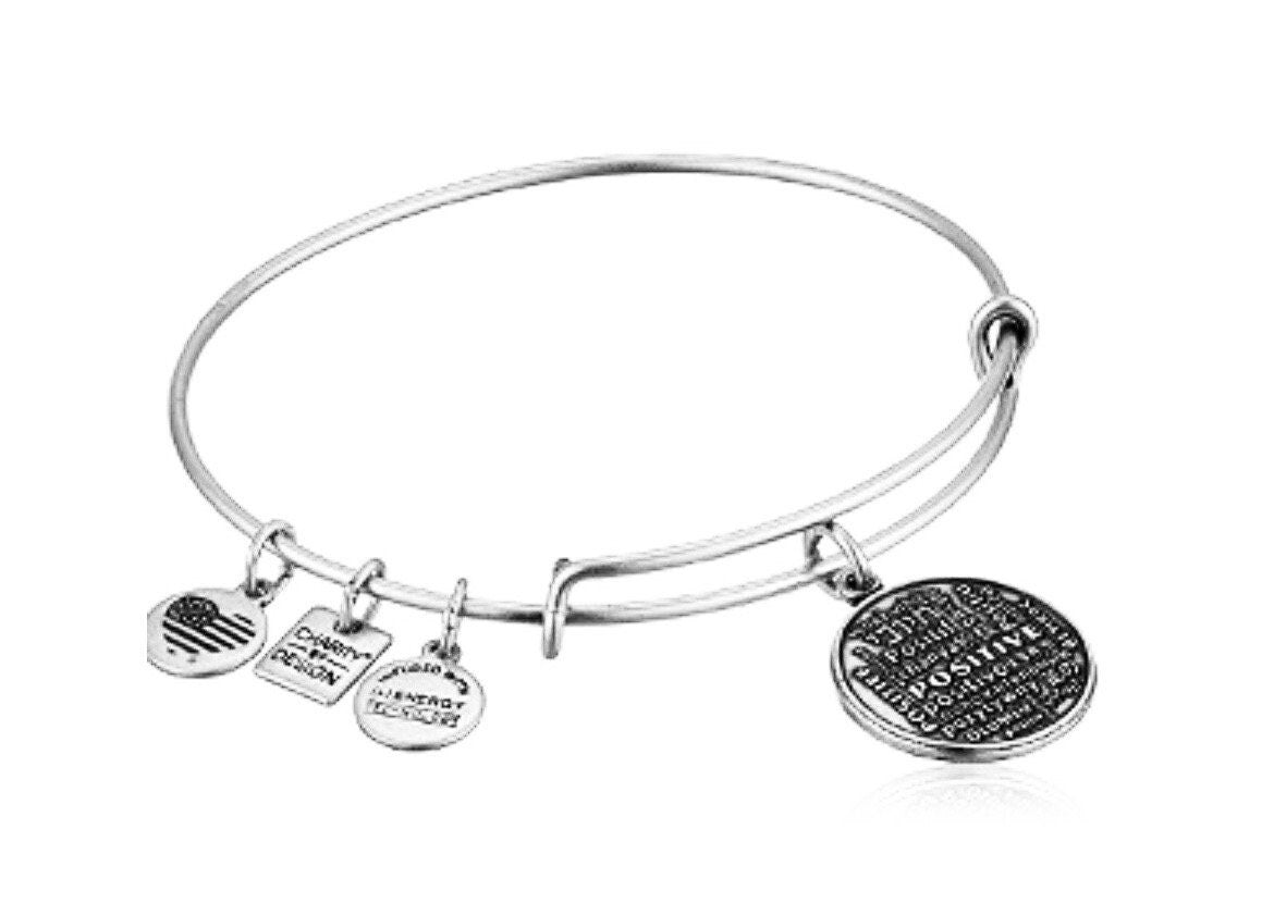 Alex and Ani - Positive Is How I Live, Rafaelian Gold/Silver, Positive Charm Bangle, Stackable, Collectable, Gift for Her, NWOT + Card
