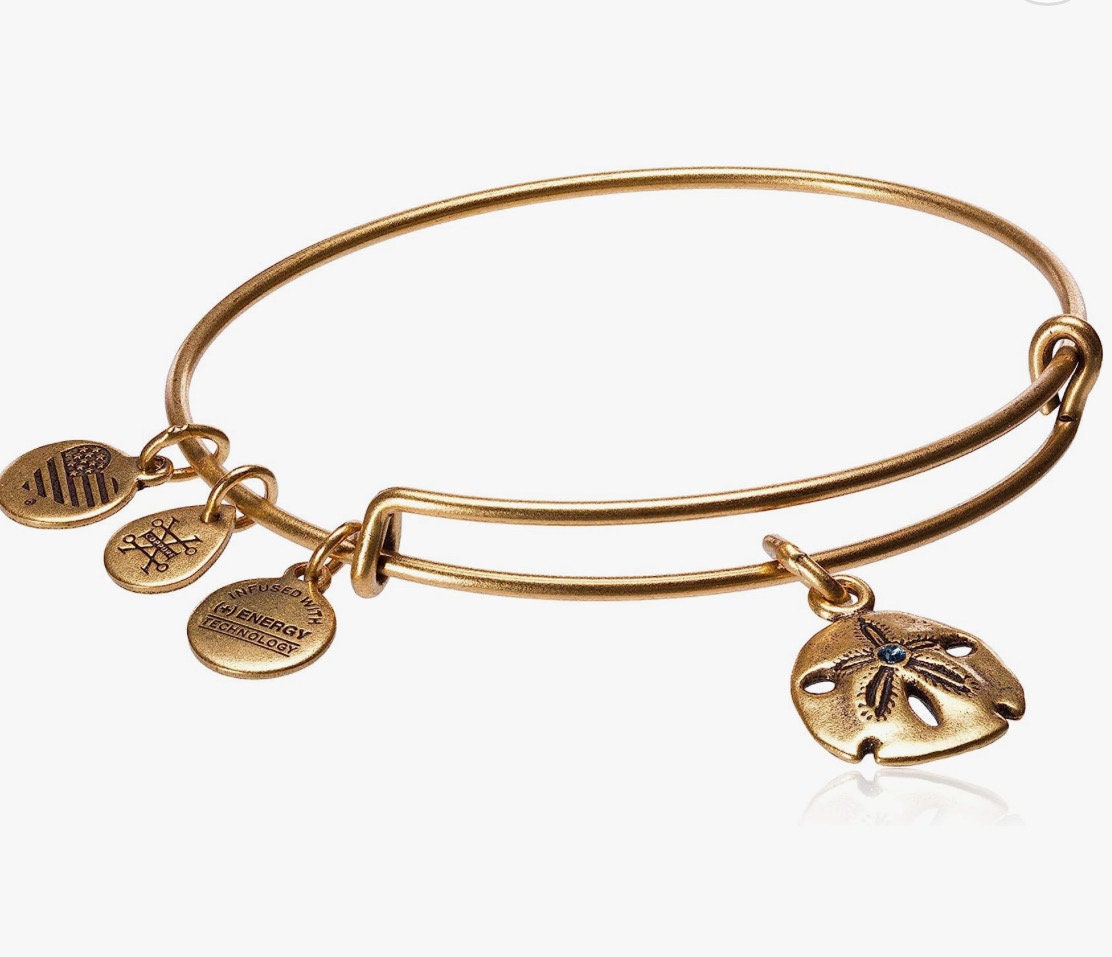 Alex and Ani - Sand Dollar Charm Bangle in Rafaelian Silver/Gold/Rose Gold, w/Swarovski Crystal Stackable, Adjustable, Collect, Gift for Her