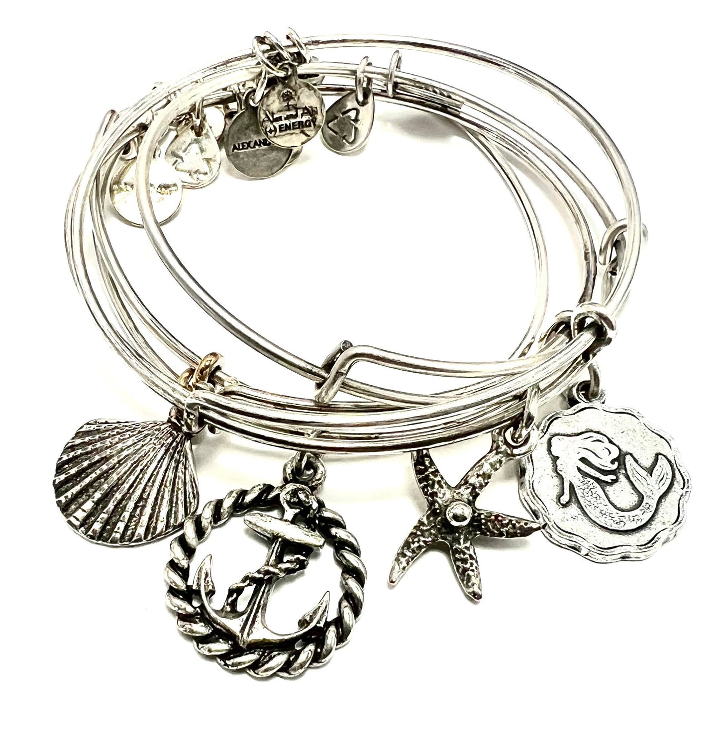 Alex and Ani - Anchor With a Rope Charm Bangle Rafaelian Gold/Rose Gold/Silver, Stackable, Adjustable, Collectable Bracelet, Gift for Her