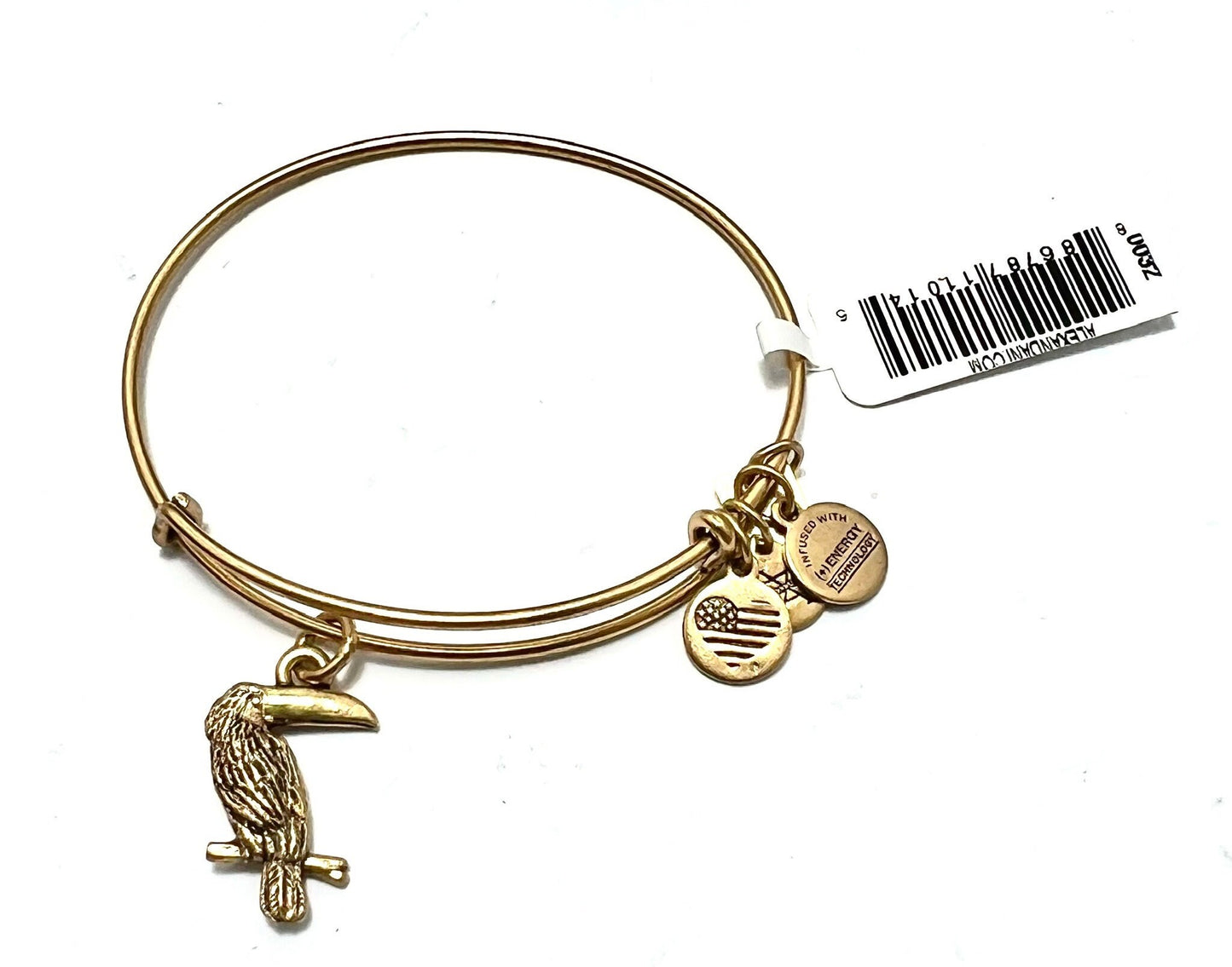 Alex and Ani - Team USA Toucan Charm, Charity by Design, Rafaelian Gold/Silver, Bangle Bracelet, Collectable Gift for Her, NWT + Card
