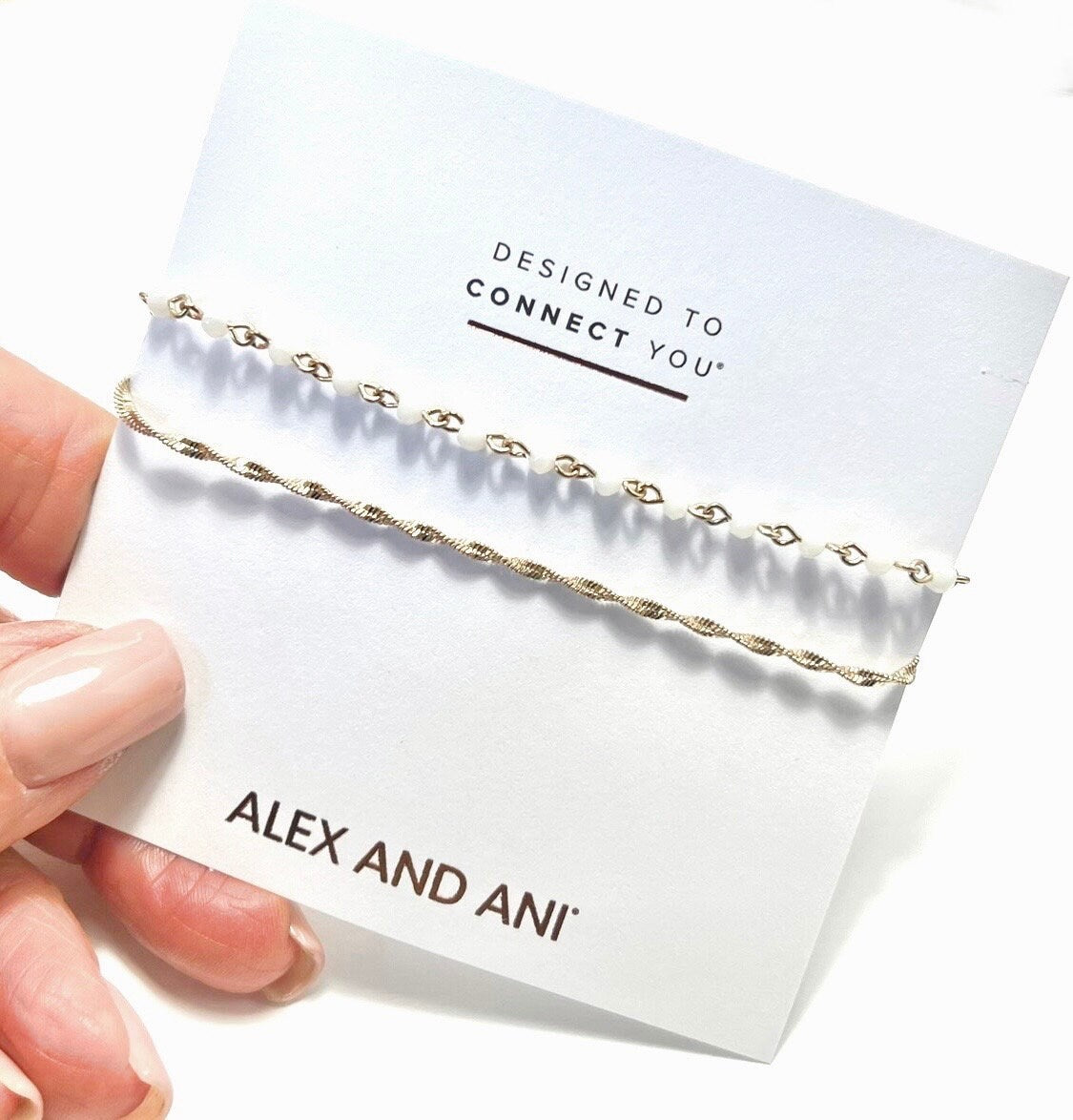 Alex and Ani - Layered Rosary Chain Adjustable with Delicate Chain, Rafaelian Gold, Two Attached Bracelets, NWT + Card, Gift for Her