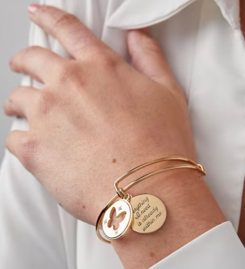 Alex and Ani - Hidden Message Butterfly Charm Bangle Bracelet