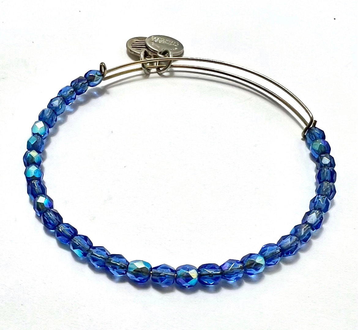 Alex and Ani - Blue Resin Beaded Bangle Bracelet - Rafaelian Silver® (EUC) & Rafaelian Gold® (NWT), Adjustable, Collector’s Gift for Her,