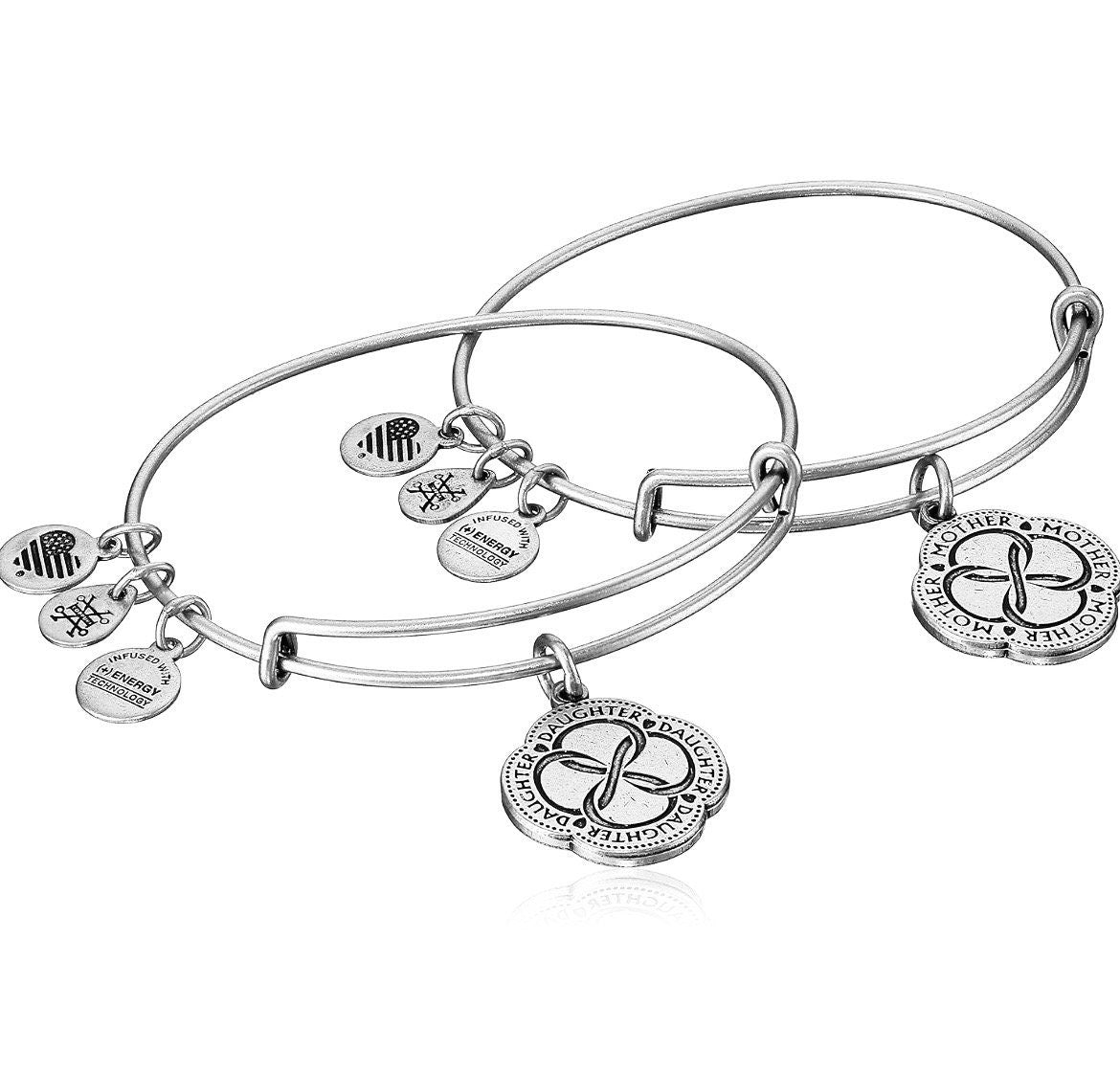 Alex and Ani - Infinite Connection, “Mother” or “Daughter” 1 Charm Bangle Bracelet Rafaelian Silver/Gold, Special Gift for Her, Collectable