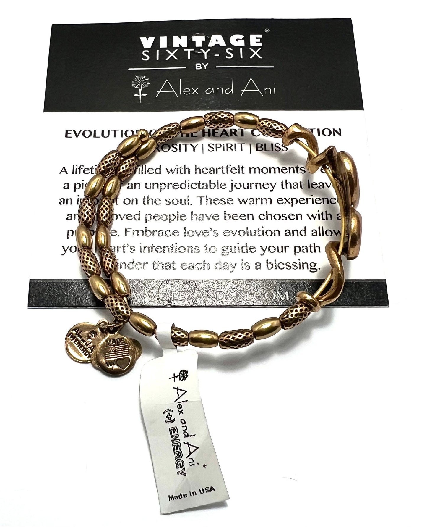 Alex and Ani - Heart & Beaded Wrap - Vintage Sixty-Six Energy Infused Wrap, Rafaelian Rose Gold NWT + Card plus Box, Gift for Her