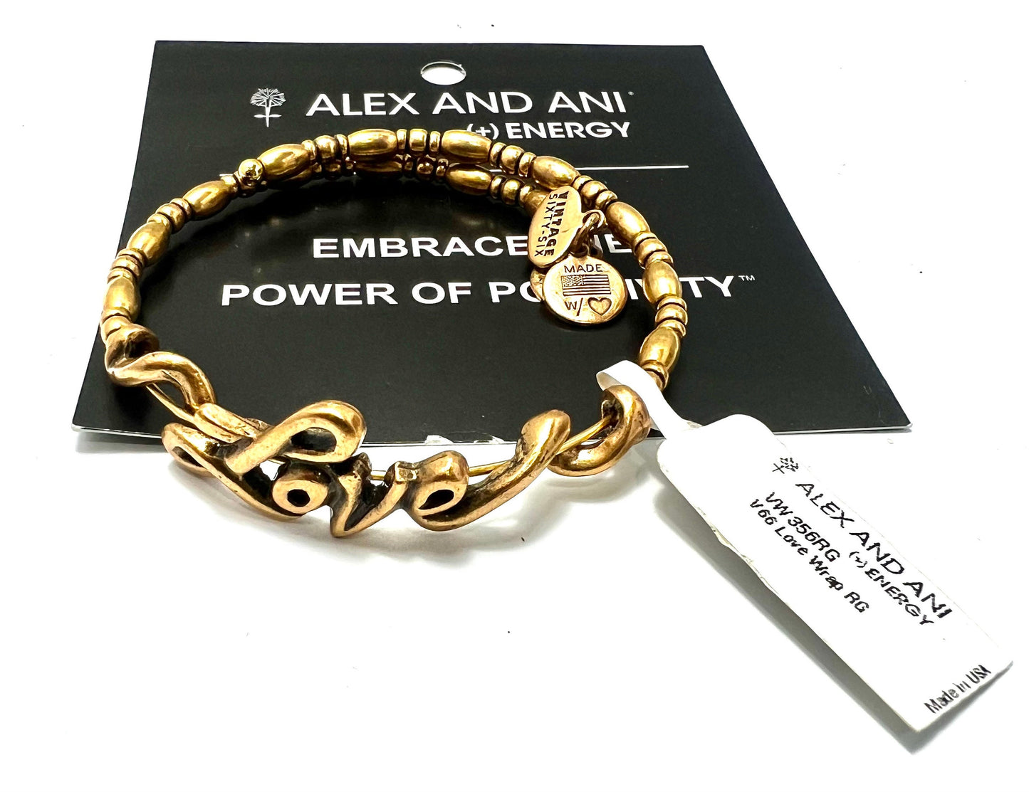 Alex and Ani - Love Beaded Wrap - Vintage Sixty-Six Energy Infused Wrap, Rafaelian Gold/Silver, Bangle Bracelet Gift for Her