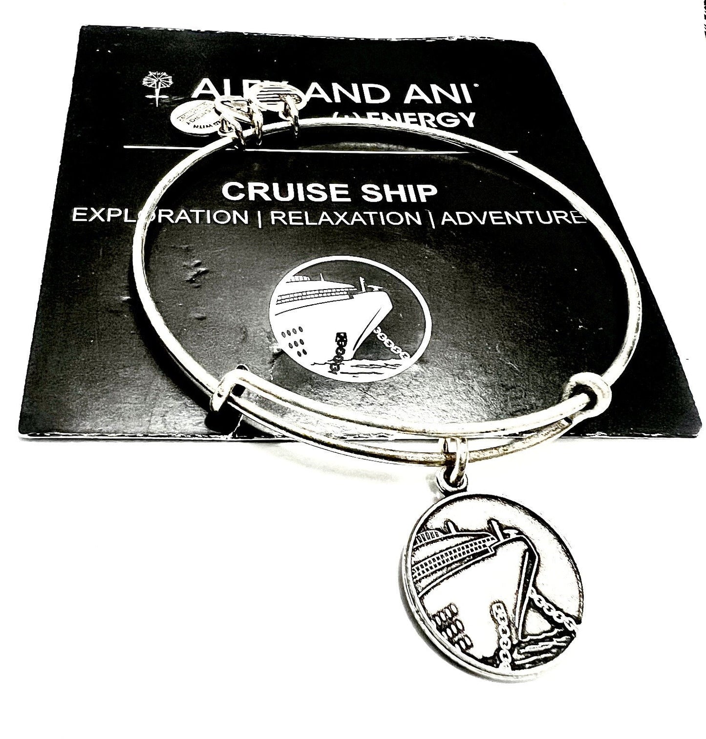 Alex and Ani - Cruise Ship Charm, Rafaelian Gold/Silver Bangle Bracelet, Adjustable & Stackable, Collector’s Gift for Her