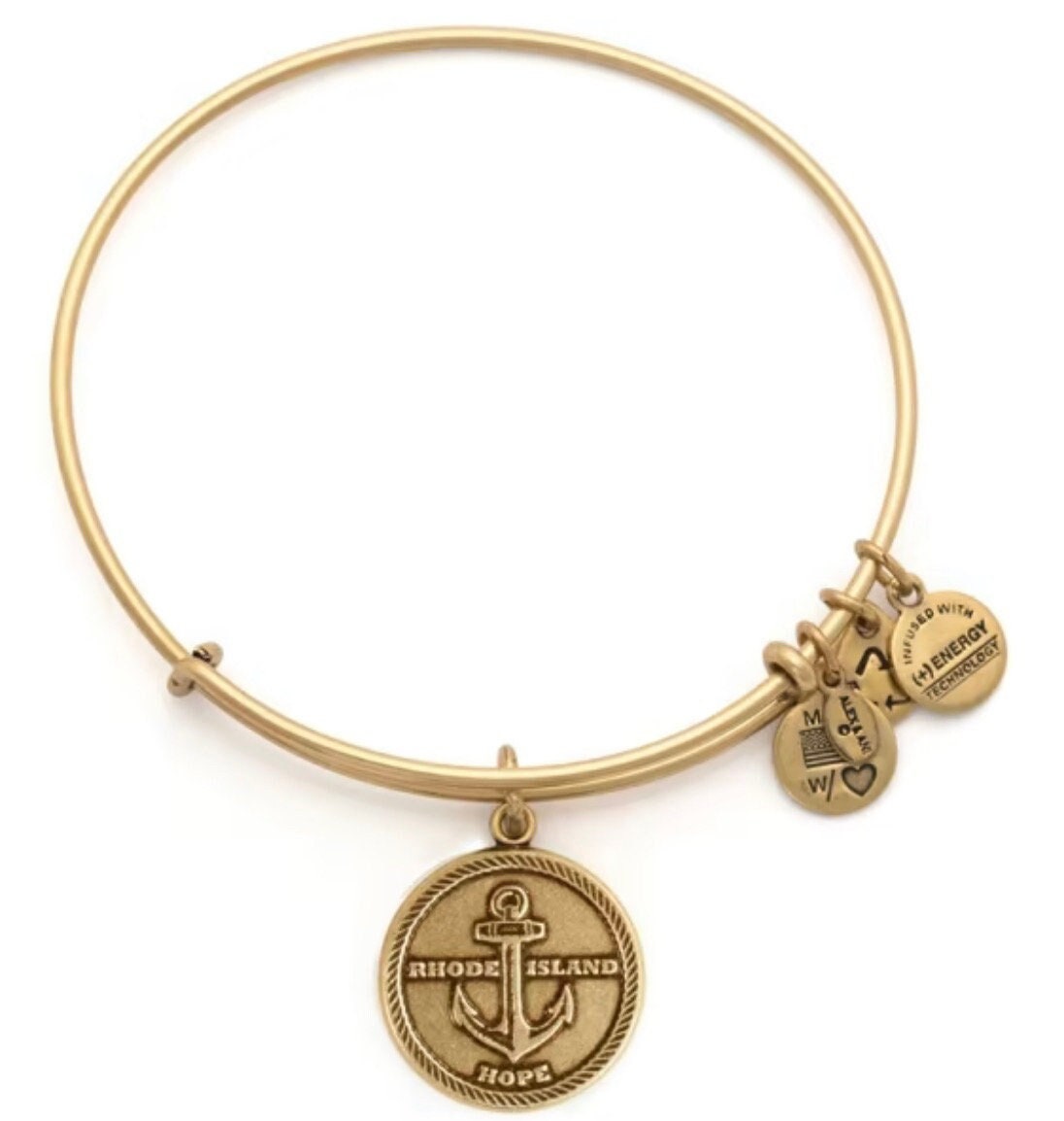 Alex and Ani - Rhode Island Hope Charm Bangle, Destination Bracelet, Anchor Charm Rafaelian Gold/Silver, Stackable, Collector’s Gift for Her