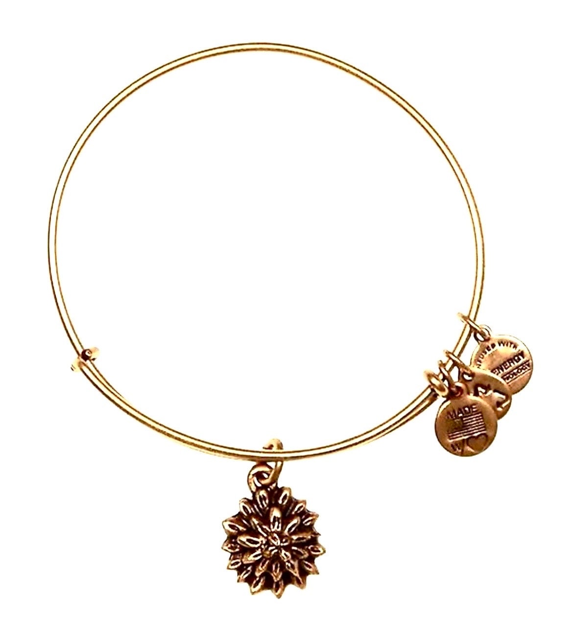 Alex and Ani - Water Lily Charm Bangle, Gift for Her, Rafaelian Gold/Silver, Collectors Bracelet