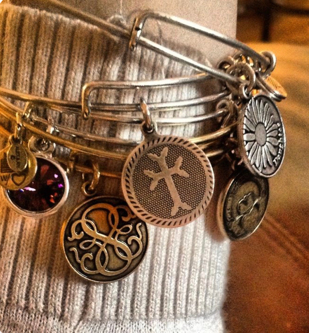 Alex and Ani - Armenian Cross Charm Bangle, Rafaelian Gold/Silver Finish Bracelet