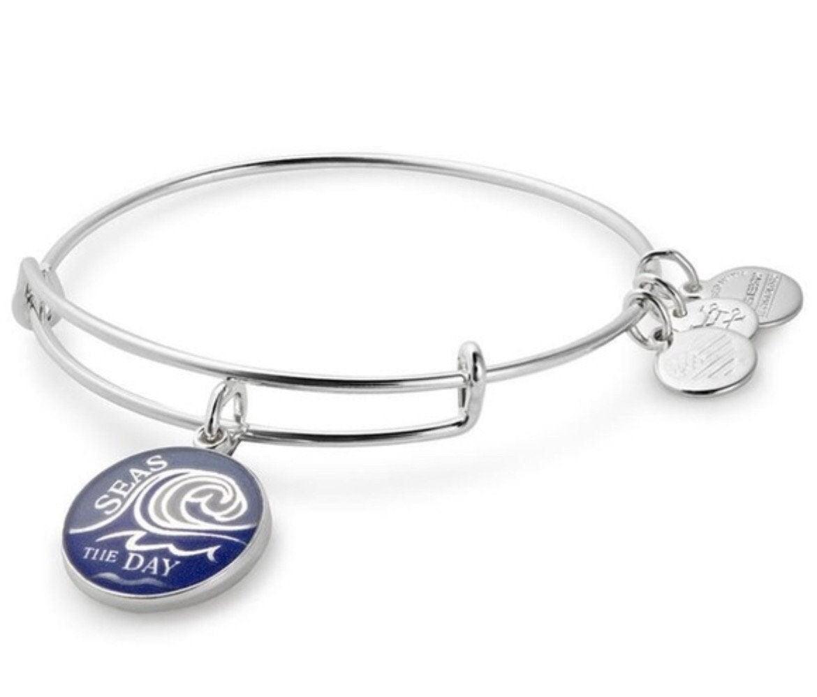 Alex and Ani - Seas the Day Charm Bangle Shiny Silver