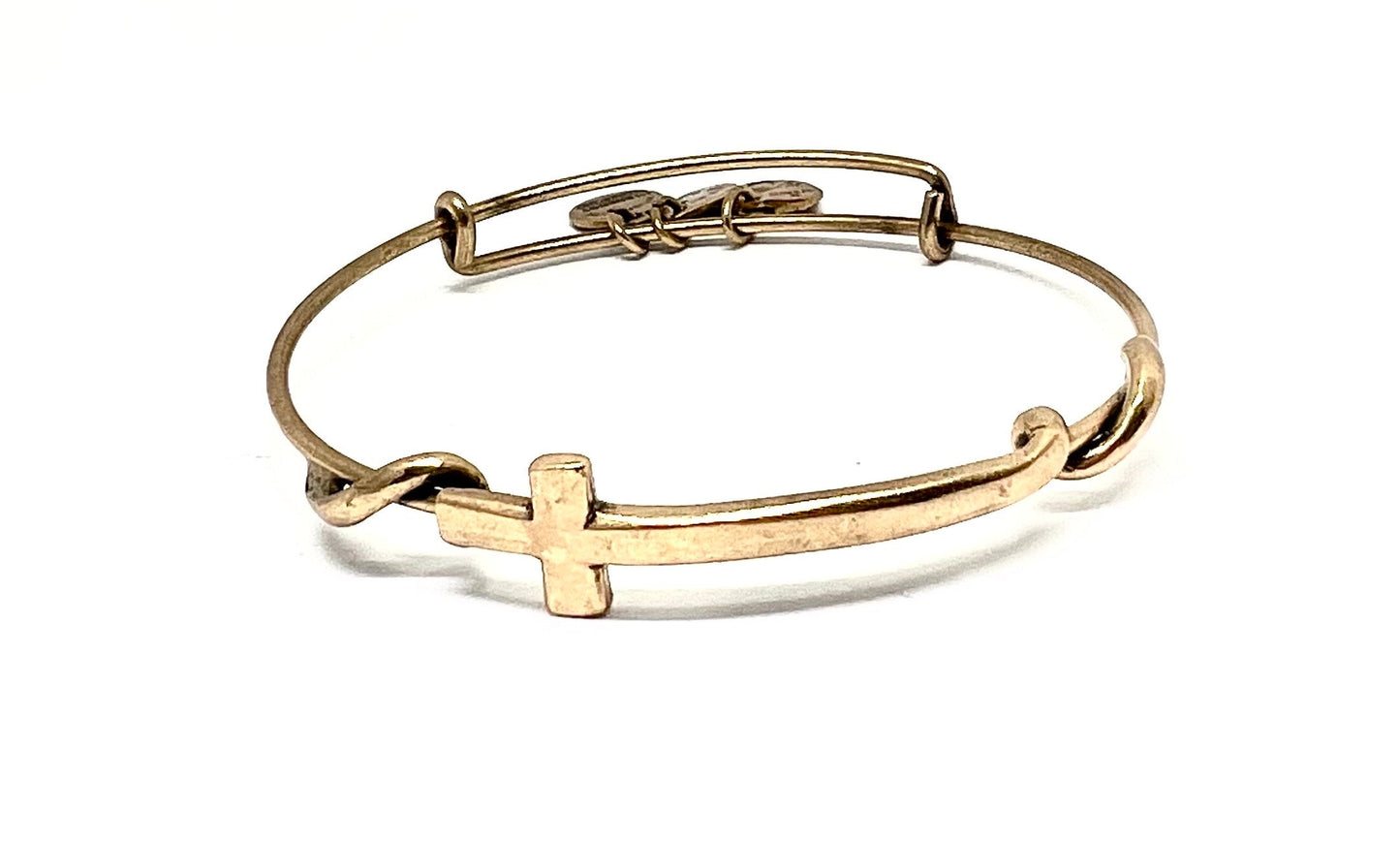 Alex and Ani - Sideways Cross Wrap Wire Bangle Bracelet Rafaelian Silver/Gold®