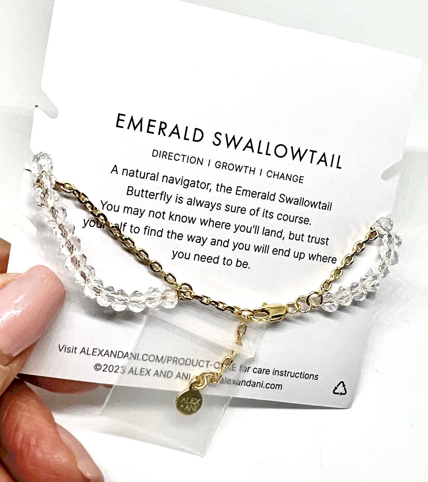 Alex and Ani - Emerald Swallowtail Butterfly Double Charm Bangle Bracelet