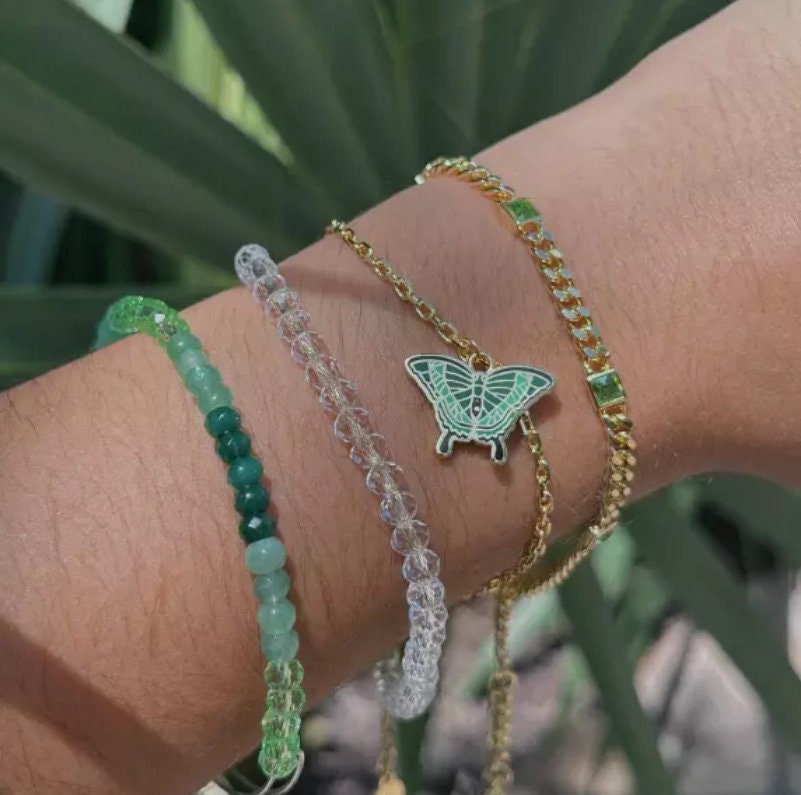 Alex and Ani - Emerald Swallowtail Butterfly Double Charm Bangle Bracelet