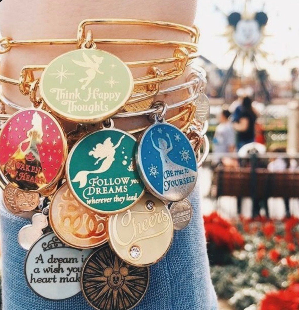 Alex and Ani - Disney Park Exclusive - Disney Princesses, Elsa Charm Bangle Bracelet Shiny Silver, Collectable, NWT + Card, Comes in Box