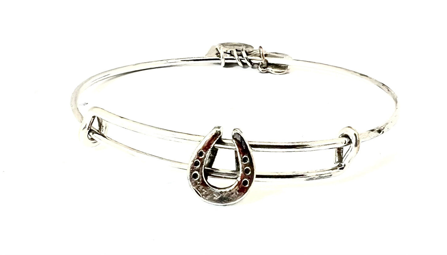 Alex and Ani - Kentucky Derby Horseshoe Slide Bracelet with Rafaelian Rose Gold Charms on a Rafaelian Gold Bangle, Collector’s Gift for Her