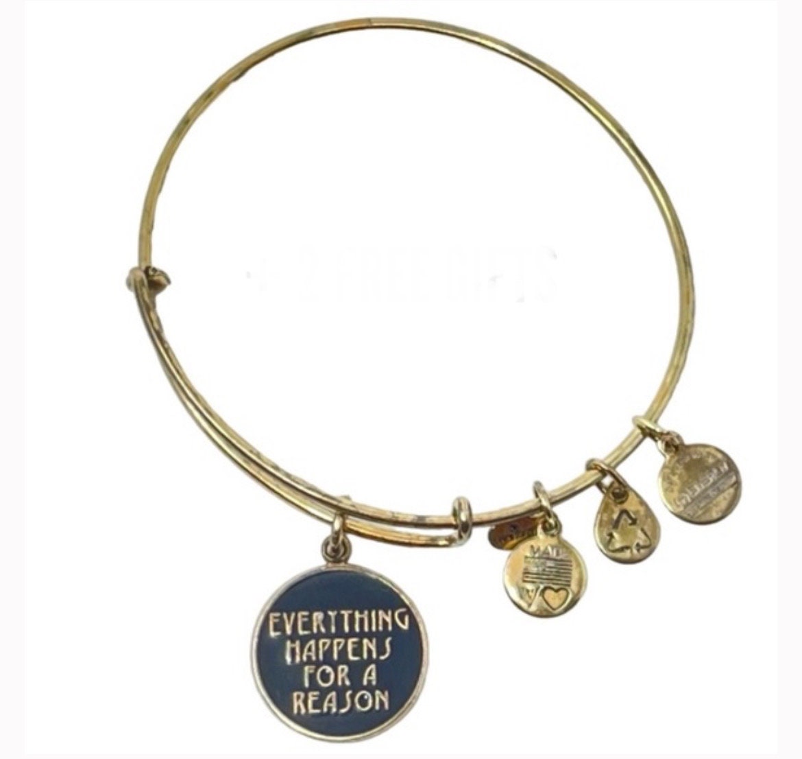 Alex and Ani - “Everything Happens For A Reason” Charm Bangle Bracelet -  Rafaelian Silver, Adjustable, Collector’s Gift for Her