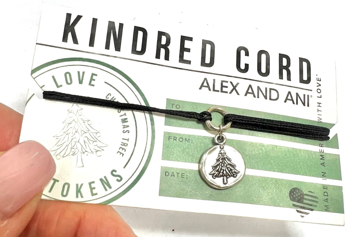 Alex and Ani - Christmas Tree Charm Kindred Pull Cord Bracelet