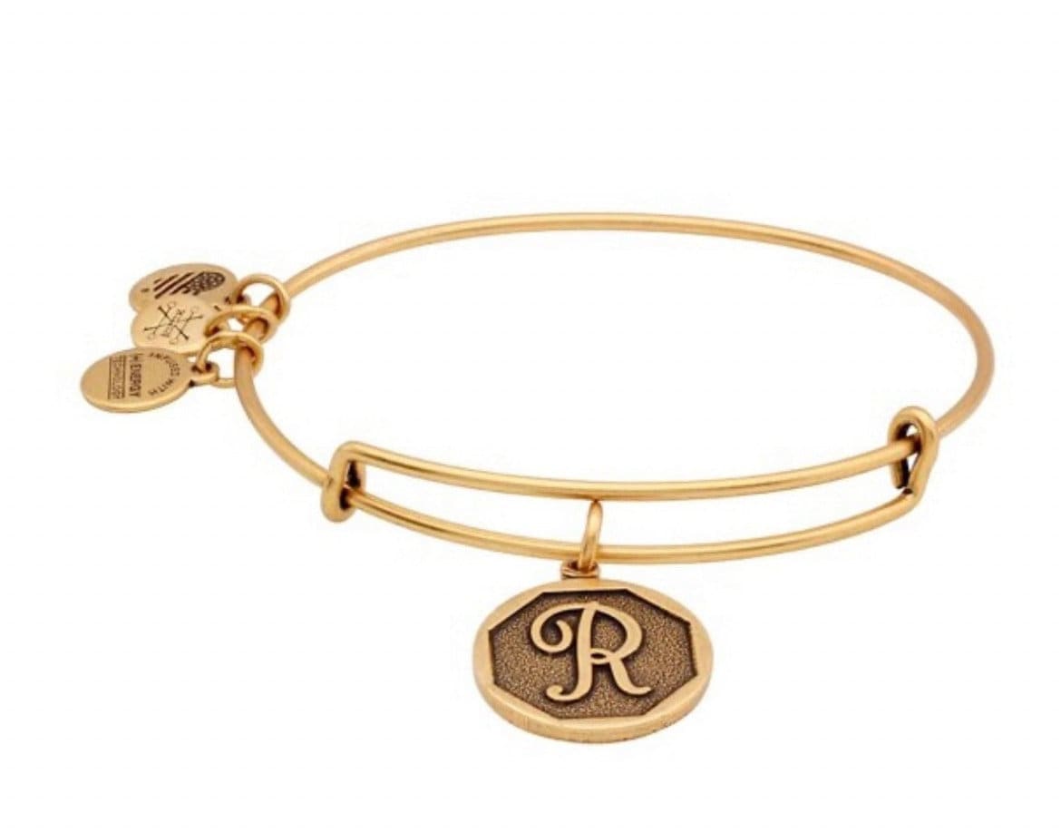 “R” Initial Charm Bangle Bracelet