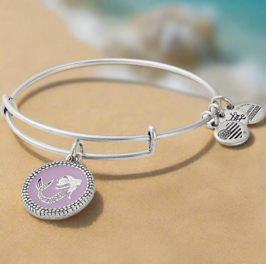 Alex and Ani - Color Infusion Mermaid III Charm Bangle in Rafaelian Silver, Bangle Bracelet
