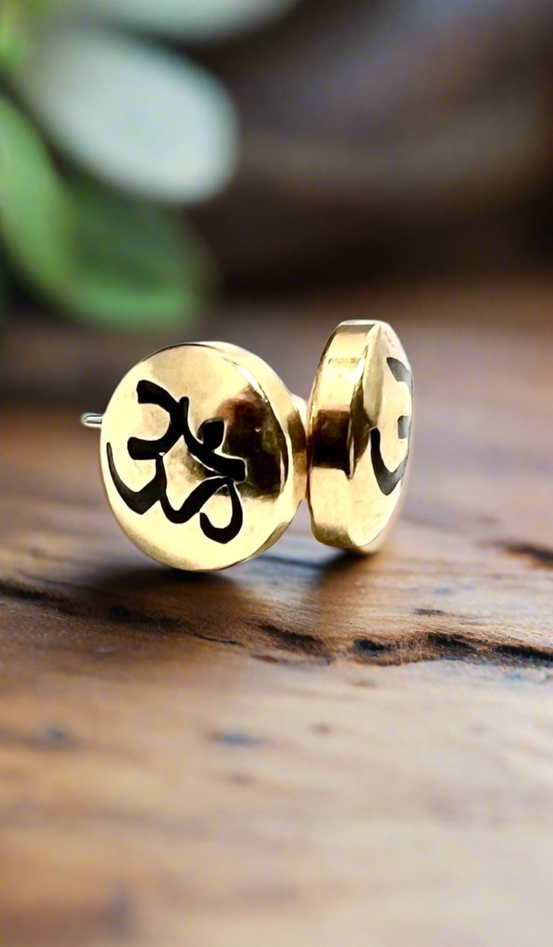 Alex and Ani - Ohm Symbol Stud Earrings, 14k Gold Plated