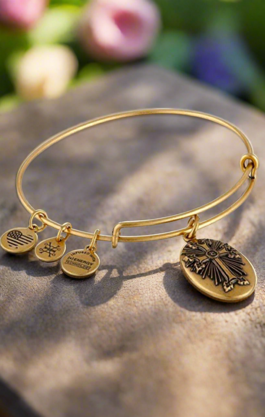 Alex and Ani - Armenian Cross Charm Bangle Rafaelian Gold Finish Bracelet