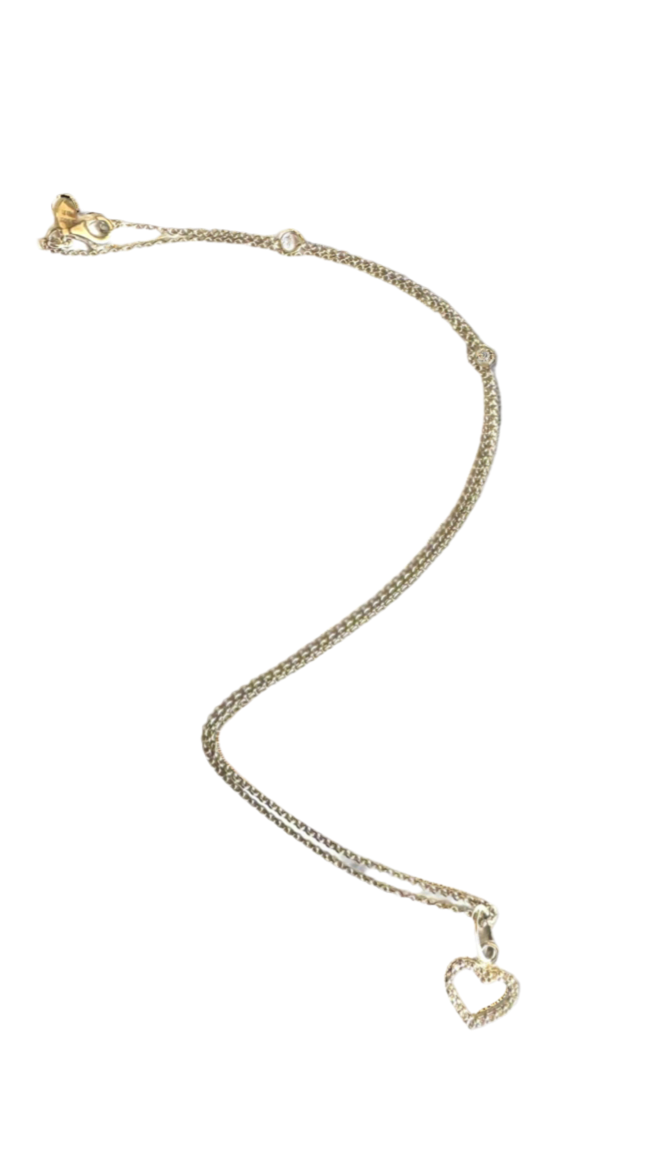 Alex and Ani - Dainty & Precious Crystal Open Heart .925 Sterling Silver  Necklace