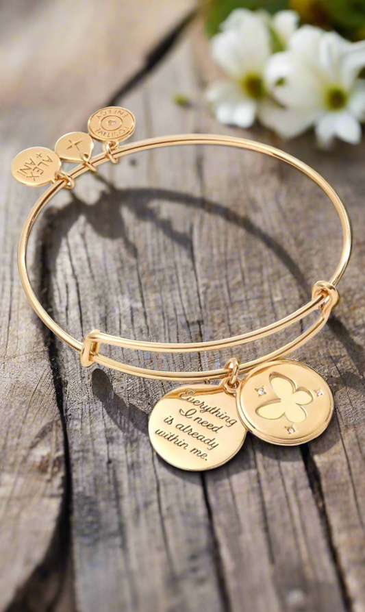 Alex and Ani - Hidden Message Butterfly Charm Bangle Bracelet