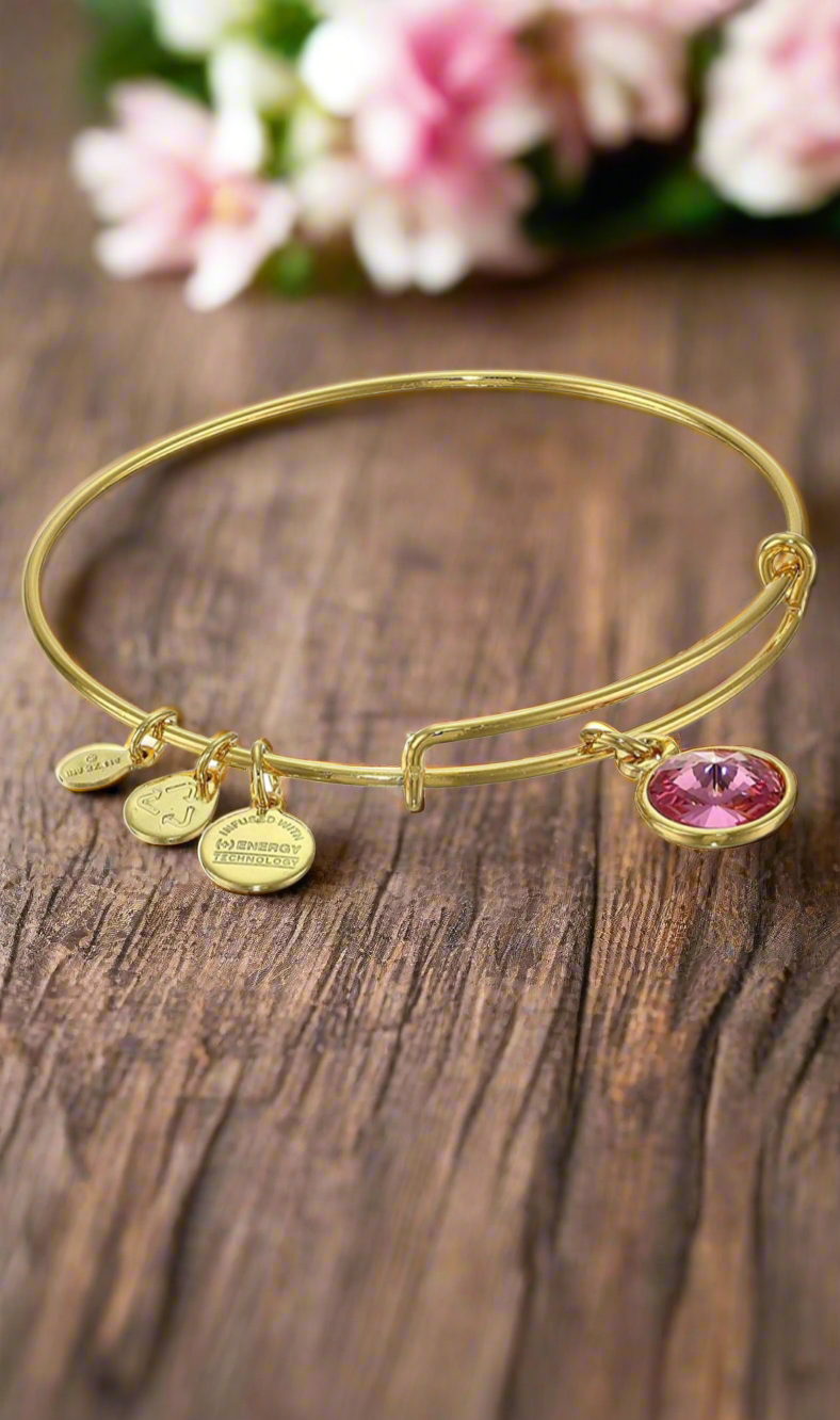 Alex and Ani - October Birthstone, Clear Rose Crystal Charm Bangle Bracelet