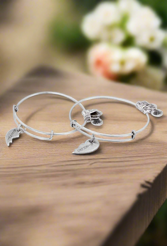 Alex and Ani - “Best” ”Friends” Charms Bangle Bracelets , Set of 2 Bracelets or Single