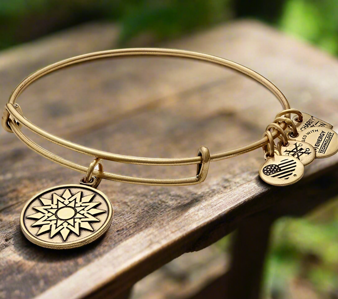 Alex and Ani - New Beginnings, Flower Charm Start Your Life With One New Step, Rafaelian Gold/Silver, Recovery Charm