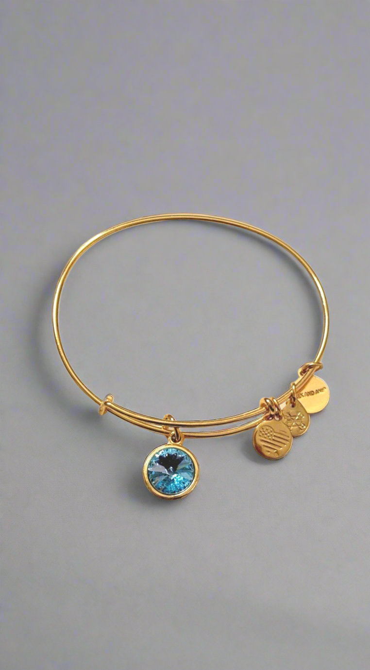 Alex and Ani - March Birthstone, Clear Aquamarine Swarovski Crystal Charm Bangle
