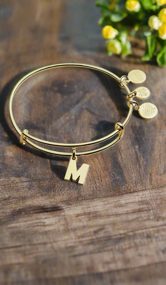 Alex and Ani - “M” Initial Charm Bangle Bracelet Comes with Box