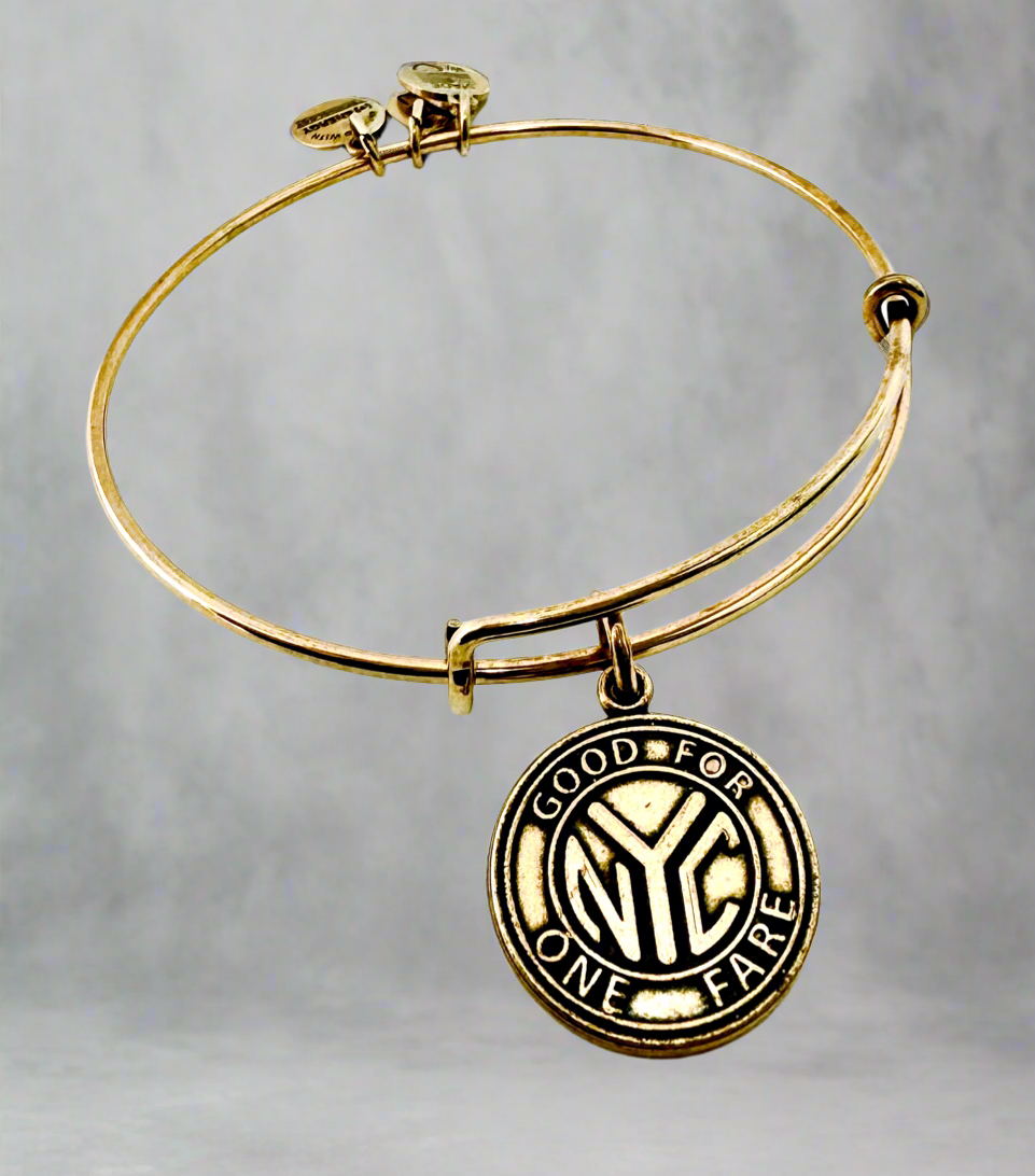 Alex and Ani - NYC Good For One Fare, New York City Subway Token Charm, Rafaelian Gold/Silver Bangle Bracelet