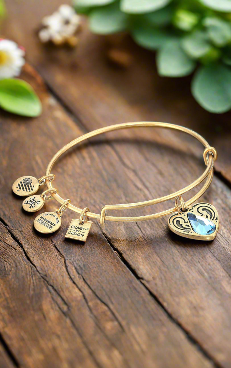 Alex and Ani - Living Water - March Birthstone, Clear Aquamarine Swarovski Crystal Bangle Bracelet